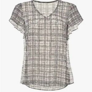 CAbi Black and White Checkered Blouse